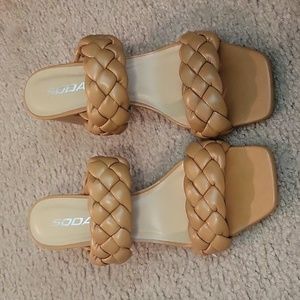 Braided strap block heel sandals 9